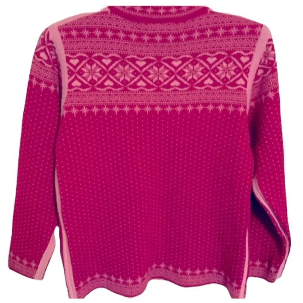 Rugged Bear Girls Sweater Pink Nordic Wool Blend - Size 10 - Picture 2 of 7